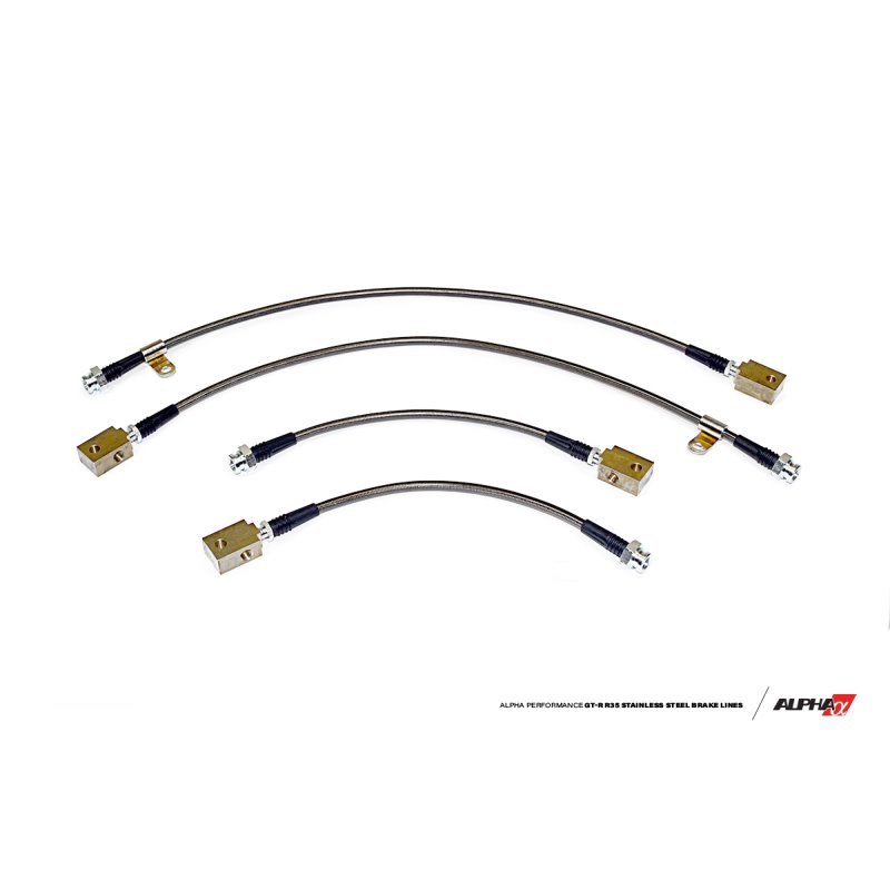 AMS Performance 2009+ Nissan GT-R R35 Alpha Short Route Style Stainless Steel Brake Lines