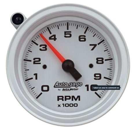 AutoMeter Tachometer Gauge 10K RPM 3 3/4in Pedestal w/Ext. Shift-Light - Silver Dial/Black Case