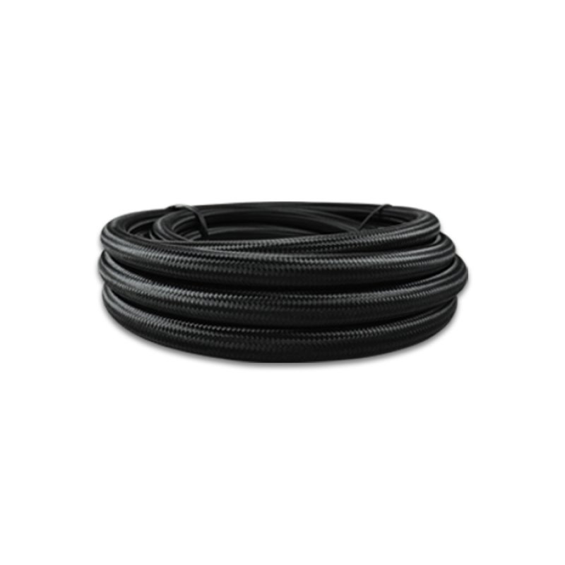 Vibrant Black Nylon Braided Flex Hose w/ PTFE Liner (10 foot roll) -12AN