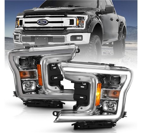 ANZO 2018-2019 Ford F-150 Projector Plank Style H.L. Chrome Amber (Without Switchback)