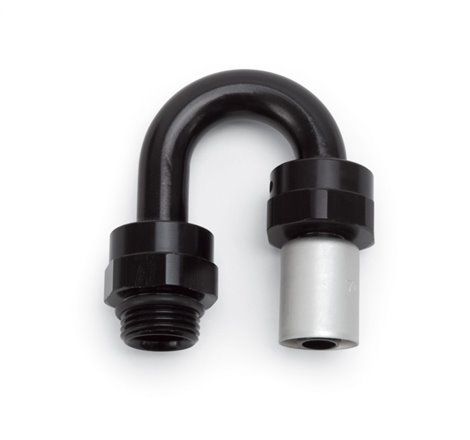 Russell Performance -6 SAE Port Male to -6 AN Hose 180 Degree Crimp On Hose End - Black Anodized