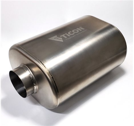 Ticon Industries 2.5in Oval (2.5in Center In / 2.5in Center Out) 12in L Ultralight Titanium Muffler