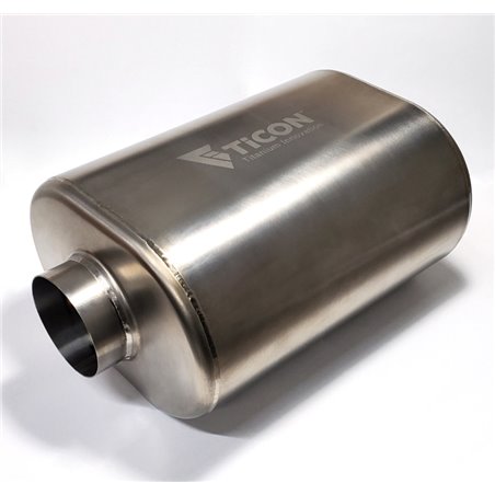 Ticon Industries 2.5in Oval (2.5in Center In / 2.5in Center Out) 12in L Ultralight Titanium Muffler