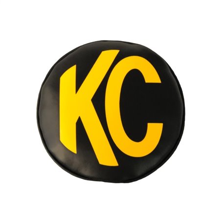 KC HiLiTES 6in. Round Soft Cover (Pair) - Black w/Yellow KC Logo