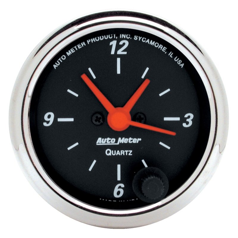 Autometer Designer Black 2-1/16in Analog 12 Hour Clock