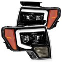AlphaRex 09-14 Ford F-150 PRO-Series Proj Headlights Plank Style Gloss Blk w/Activ Light/Seq Signal