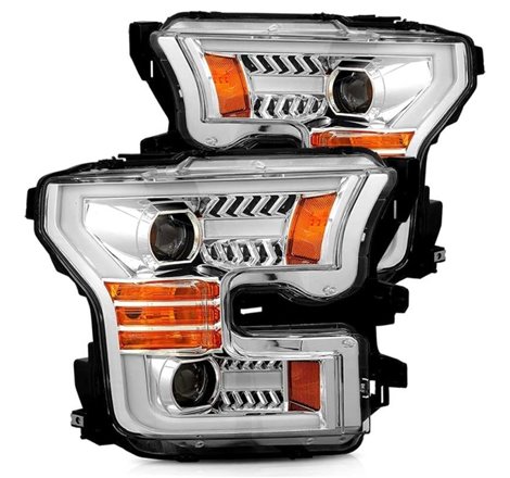 AlphaRex 15-17 Ford F-150 PRO-Series Projector Headlights Plank Style Chrm w/Activ Light/Seq Signal