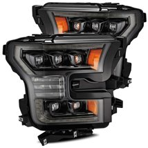 AlphaRex 17-20 Ford Raptor NOVA LED Proj Headlights Plank Style Alpha Black w/Activ Light/Seq Signal