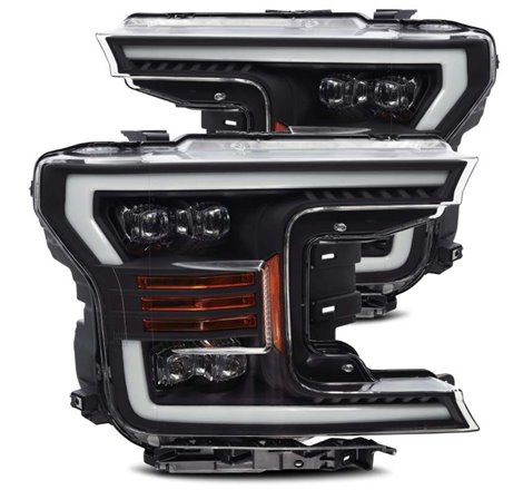 AlphaRex 18-19 Ford F-150 NOVA LED Proj Headlights Plank Style Matte Black w/Activ Light/Seq Signal