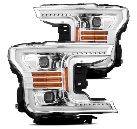 AlphaRex 18-19 Ford F-150 PRO-Series Projector Headlights Plank Style Chrm w/Activ Light/Seq Signal