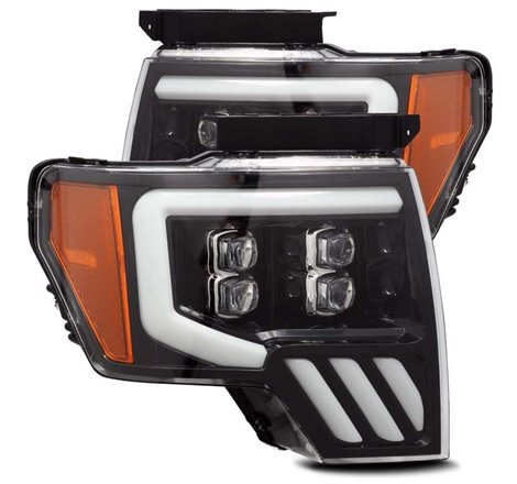 AlphaRex 09-14 Ford F-150 NOVA LED Proj Headlights Plank Style Gloss Black w/Activ Light/Seq Signal