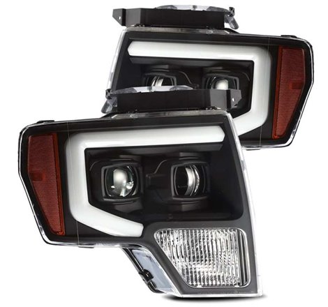 AlphaRex 09-14 Ford F-150 PRO-Series Projector Headlights Plank Style Black w/Activ Light/Seq Signal