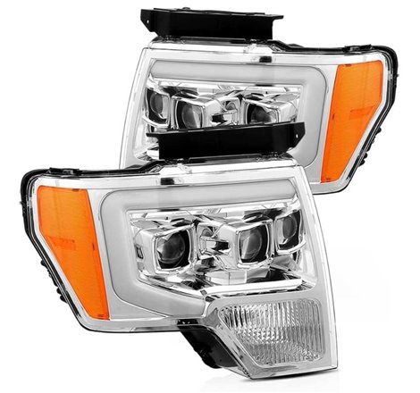 AlphaRex 09-14 Ford F-150 PRO-Series Projector Headlights Plank Style Chrm w/Activ Light/Seq Signal