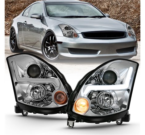 ANZO 2003-2007 Infiniti G35 Projector Headlight Plank Style Black (HID Compatible, No HID Kit )