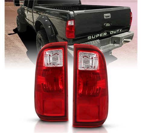 ANZO 2008-2016 Ford F-250 Taillight Red/Clear Lens (OE Replacement)