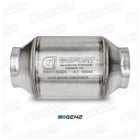 GESI G-Sport 400 CPSI GEN 2 EPA Compliant 2.5in Inlet/Outlet Catalytic Converter-4in x 4in-350-500HP