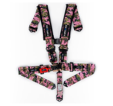 NRG SFI 16.1 5pt 3in. Seat Belt Harness/ Latch Link - Pink Camo