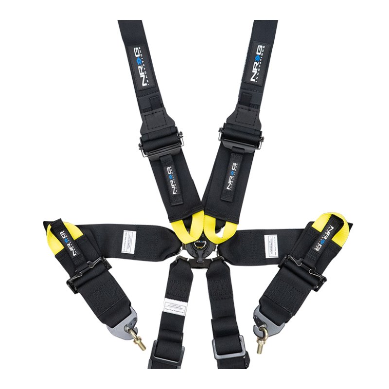 NRG FIA 6pt 2in. Shoulder Belt for HANS Device/ Rotary Cam Lock Buckle/ 3in. Waist Belt - Black