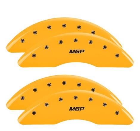 MGP 4 Caliper Covers Engraved Front & Rear 2019+ Ram 2500/3500 Yellow Finish Black MGP Logo
