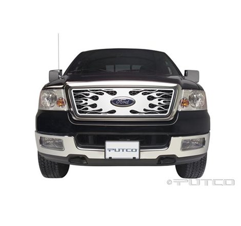 Putco 04-08 Ford F-150 (Honeycomb Grille) w/ Logo CutOut Flaming Inferno Stainless Steel Grille