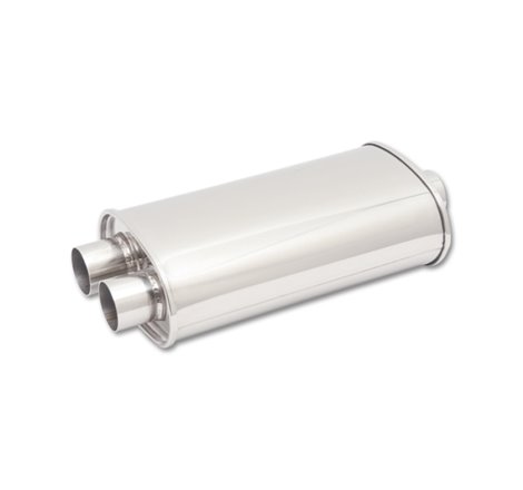 Vibrant StreetPower Oval Muffler 5in x 9in x 15in - 3in inlet/Dual Outlet (Center In - Dual Out)