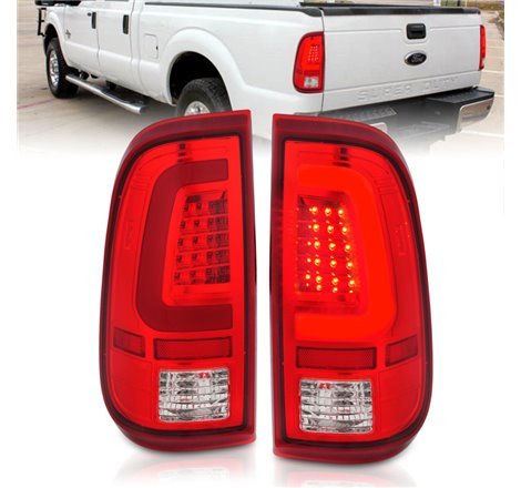 ANZO 2008-2016 Ford F-250 LED Taillights Chrome Housing Red/Clear Lens (Pair)
