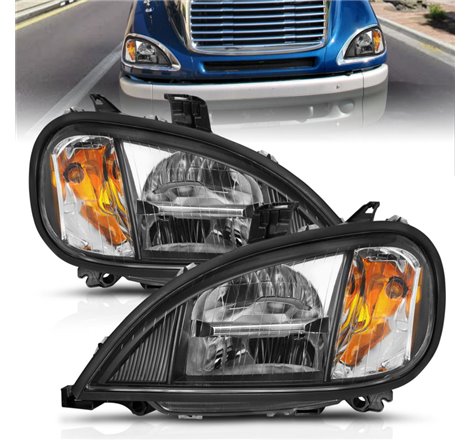 ANZO 1996-2013 Freightliner Columbia LED Crystal Headlights Black Housing w/ Clear Lens (Pair)