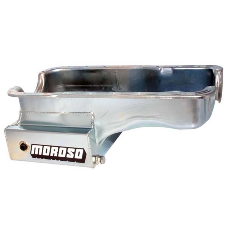 Moroso Ford 351W (w/Front Sump) Kicked Out Road Race Baffled 9qt 8in Steel Oil Pan