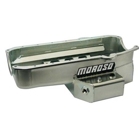 Moroso Pre-80 Chevrolet Small Block (w/2 Piece Seal & Low Clearance) Wet Sump 7qt 7in Steel Oil Pan