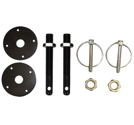 Moroso Hood Pin Set - 1/2in - Aluminum - Black - 2 Pack