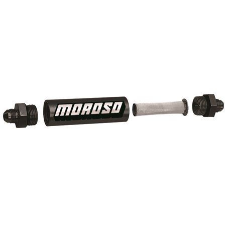 Moroso In-Line Fuel Filter - 5-1/8in - 3/8in NPT - 40 Micron SS Filter - Aluminum