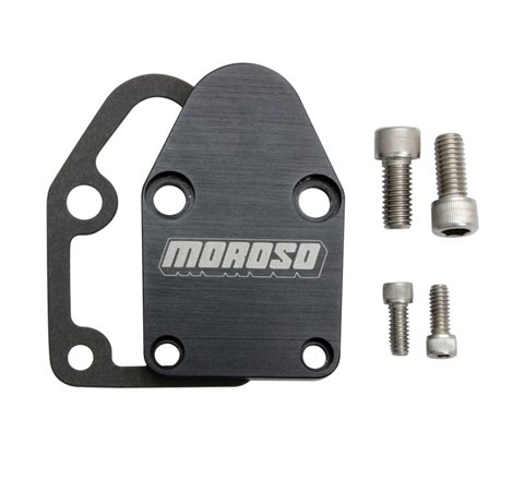 Moroso Chevrolet Small Block Fuel Pump Block-Off Plate w/Gaskets - Billet Aluminum