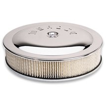 Moroso Racing Air Cleaner - 14in x 3in Filter - Flat Bottom - Aluminum - Chrome Plated