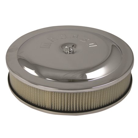 Moroso Racing Air Cleaner - 14in x 3in Filter - Raised Bottom - Aluminum - Chrome Plated
