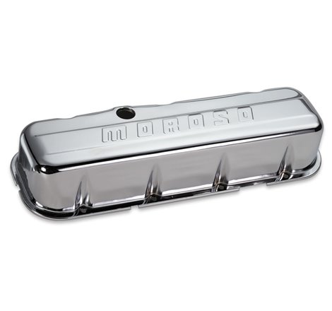 Moroso Chevrolet Big Block Valve Cover - w/o Baffles - Stamped Steel Chrome Plated - Pair