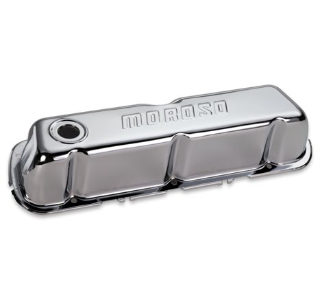 Moroso Ford 302/351W Valve Cover - w/o Baffles - Stamped Steel Chrome Plated - Pair