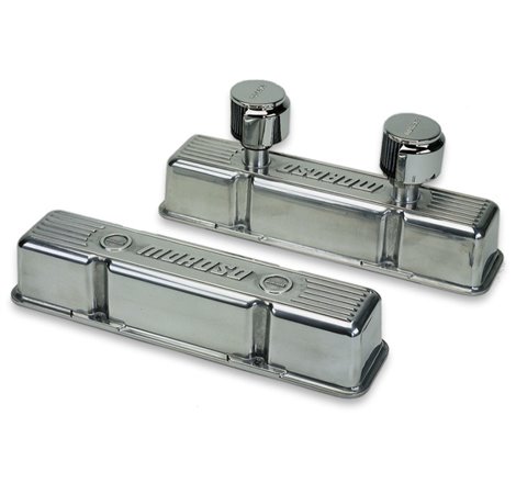 Moroso Chevrolet Small Block Valve Cover - 1 Cover w/2 Breathers - Polished Aluminum - Pair