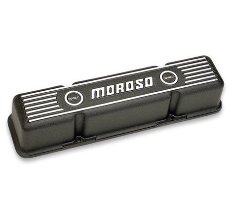 Moroso Chevrolet Small Block Valve Cover - 3.5in - Black Finished Aluminum - Pair