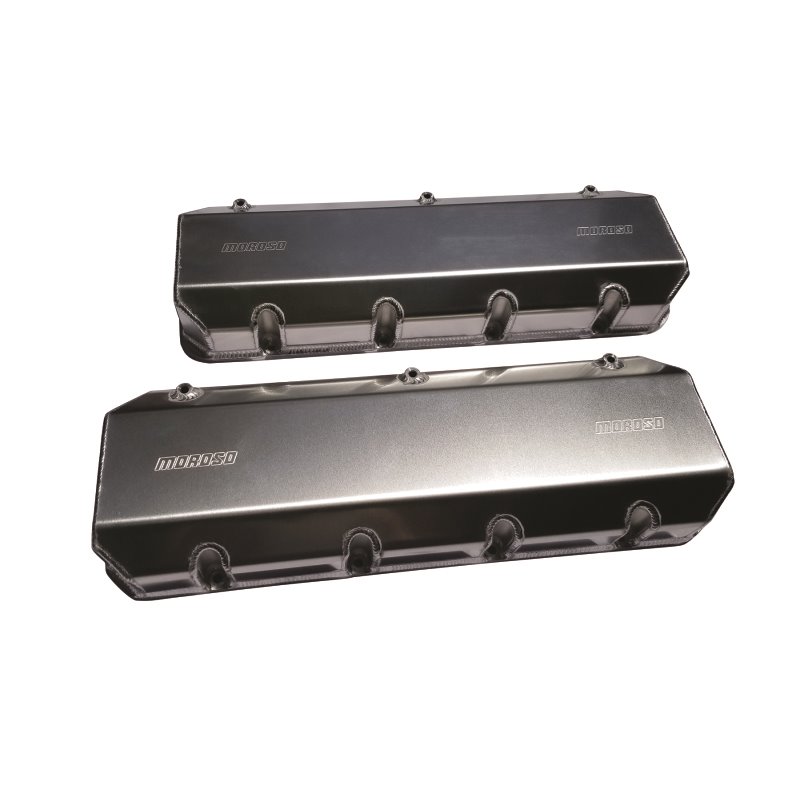 Moroso Brodix DN9 (w/3in Cylinder Heads) Valve Cover w/Billet Rail - Aluminum - Pair