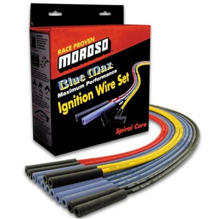 Moroso Chevrolet Small Block Ignition Wire Set - Blue Max - Spiral Core - Sleeved - Non-HEI - 90 Deg