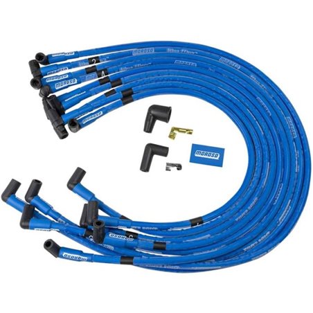 Moroso Chevrolet Big Block Ignition Wire Set - Blue Max - Spiral Core - Sleeved - HEI - 90 Degree