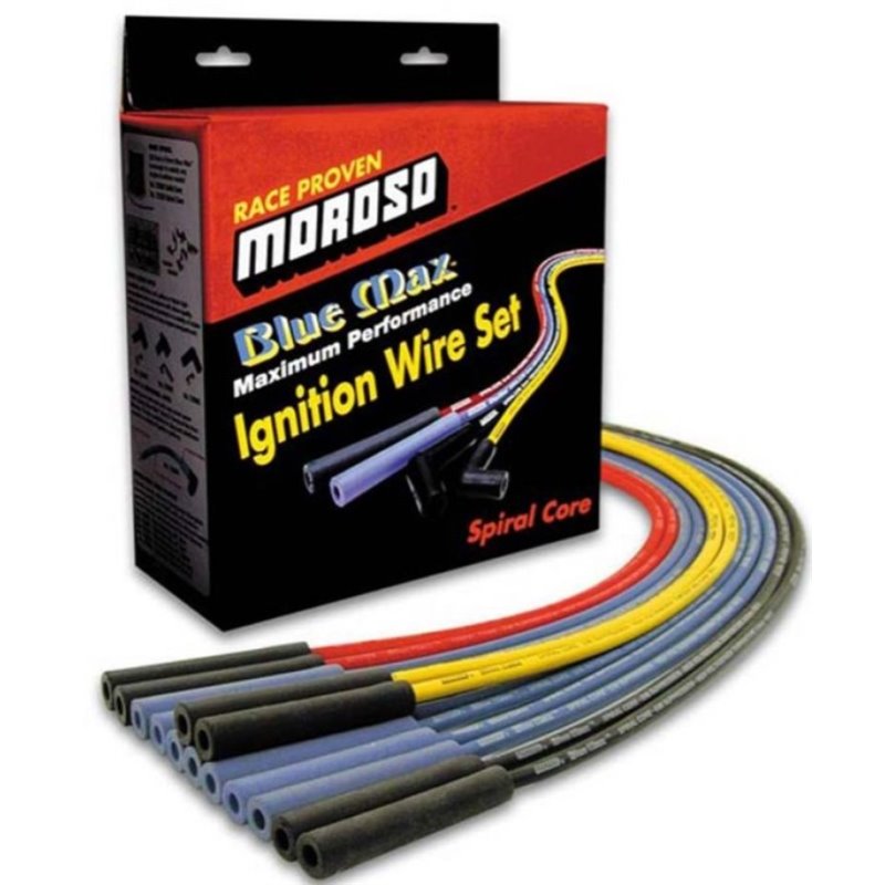Moroso Ford 351W V8 Ignition Wire Set - Blue Max - Spiral Core - Sleeved - HEI - 135 Degree