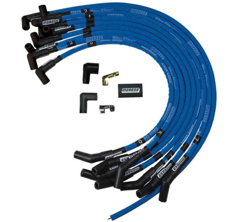 Moroso Ford 289-302 Ignition Wire Set - Blue Max - Spiral Core - Sleeved - HEI - 135 Degree