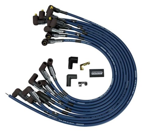 Moroso Chevrolet Small Block Ignition Wire Set - Ultra 40 - Unsleeved - Non-HEI - Over Valve - Blue