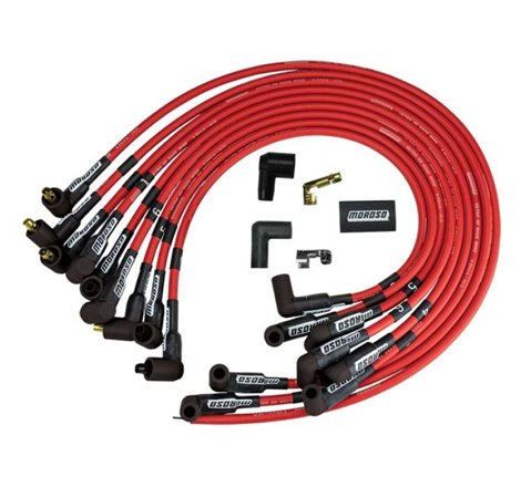 Moroso Chevrolet Small Block Ignition Wire Set - Ultra 40 - Unsleeved - Non-HEI - Over Valve - Red