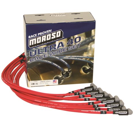 Moroso Chevrolet Small Block (Sprint Car) Ignition Wire Set - Ultra 40 - Unsleeved - HEI - Red