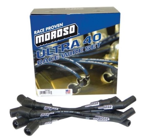 Moroso GM LS Ignition Wire Set - Ultra 40 - Unsleeved - Coil-On - 9.75in Wire - 135 Degree - Black