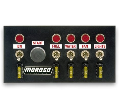 Moroso Toggle Switch Panel - Drag Race - 4in x 7.75in - Five On/Off Switches