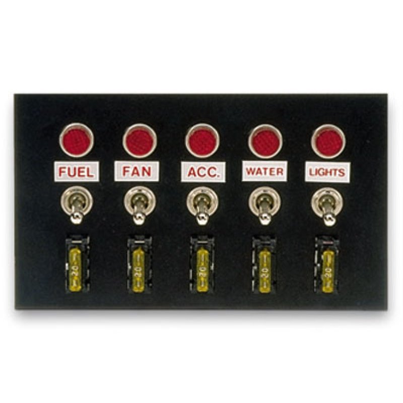 Moroso Toggle Switch Panel - Accesory - 4in x 6.75in - Five On/Off Switches