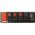 Moroso Rocker Switch Panel - Flat Surface Mount - LED w/USB - 2.488in x 7.85in -Five On/Off Switches